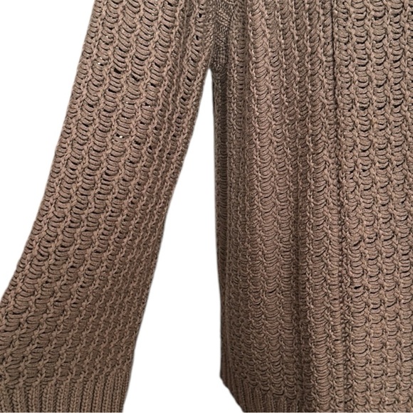CHICO’S Crochet Open Cardigan Sweater Brown Neutral Bohemian Earthy Size Medium - Picture 7 of 16